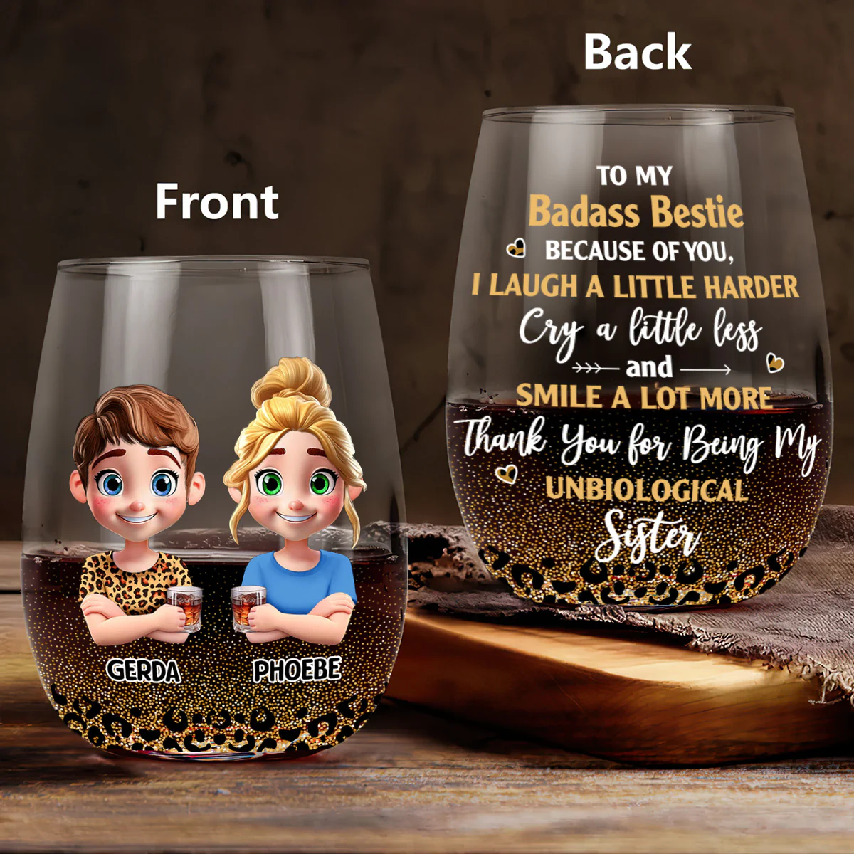 To My Badass Bestie - Personalized Stemless Wine Glass