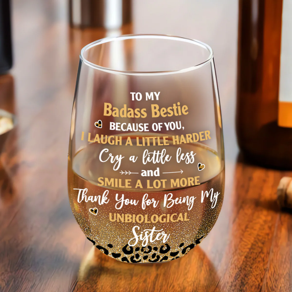 To My Badass Bestie - Personalized Stemless Wine Glass - Image 4