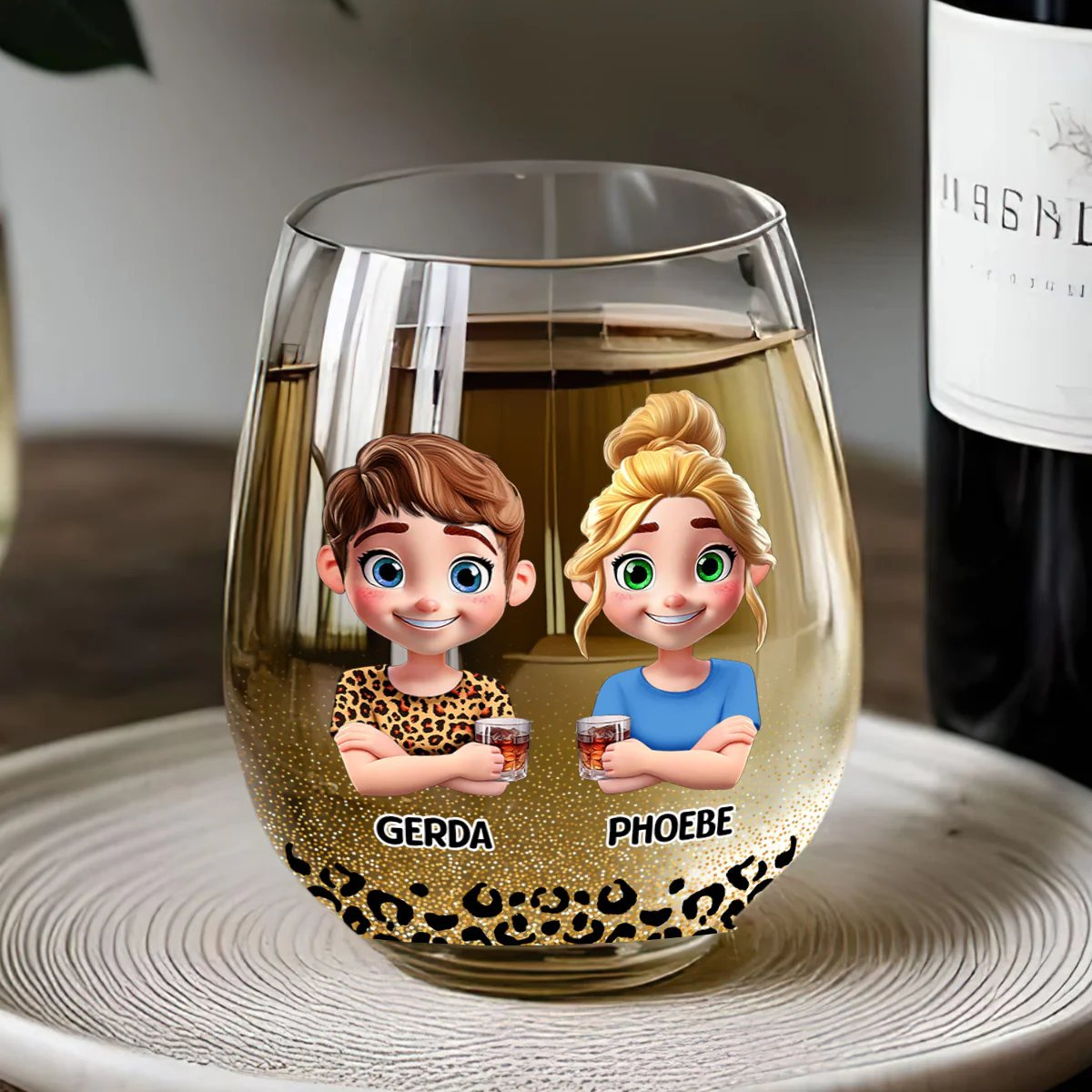 To My Badass Bestie - Personalized Stemless Wine Glass - Image 5
