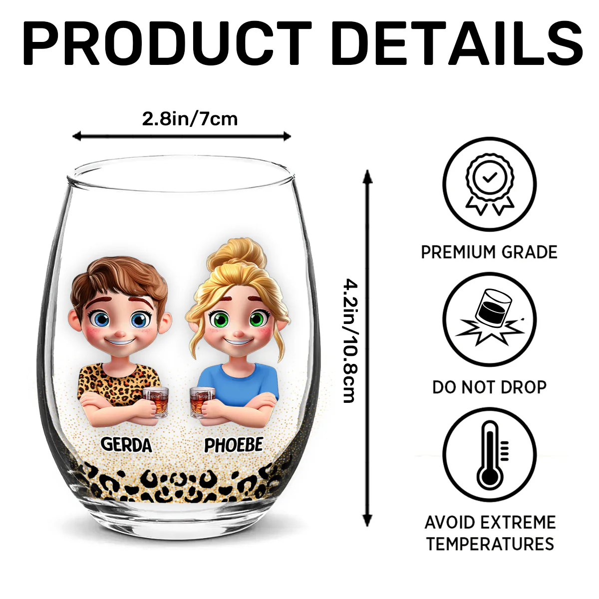 To My Badass Bestie - Personalized Stemless Wine Glass - Image 7