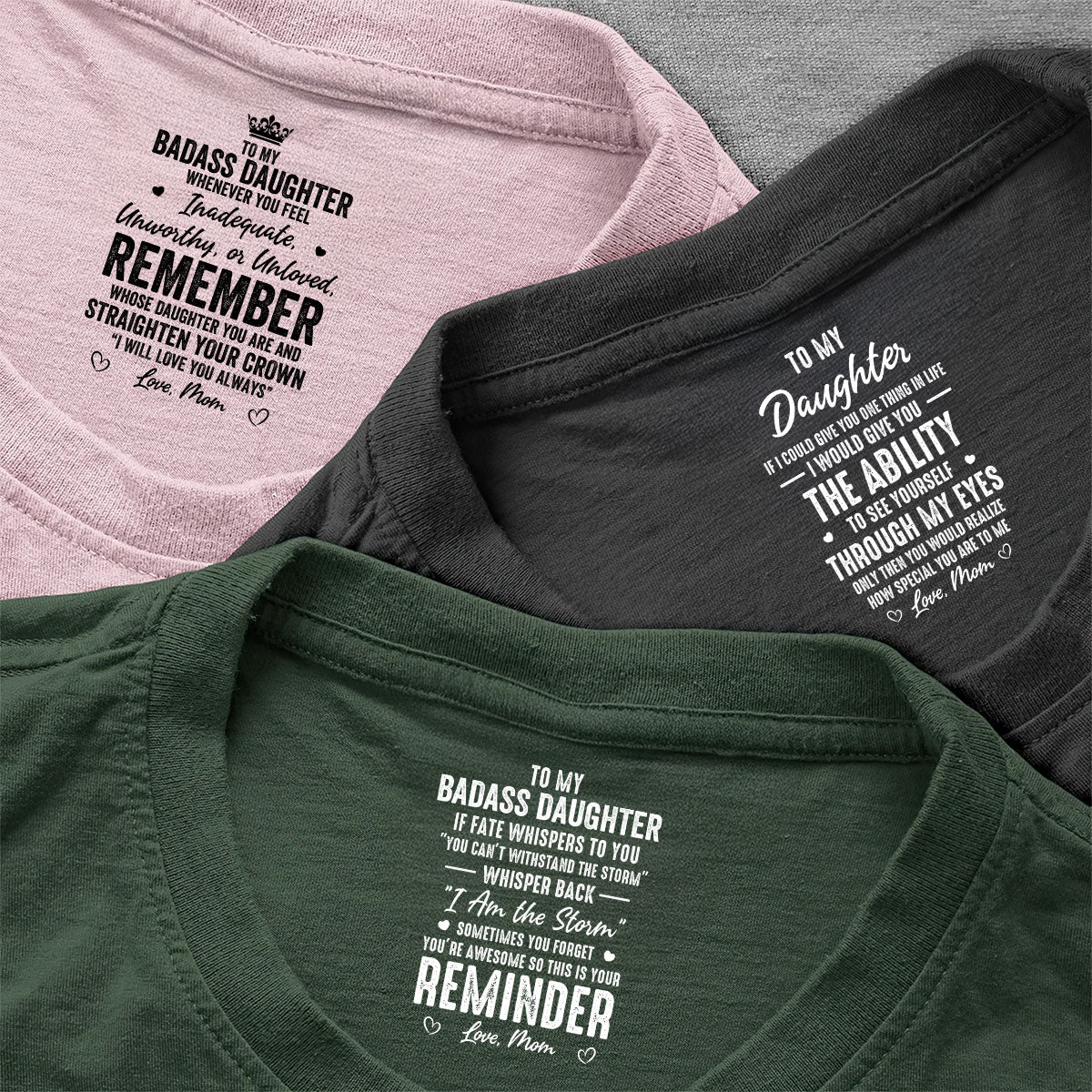 To My Badass Daughter I Love You - Personalized Shirt With Design Inner Neck - Image 2