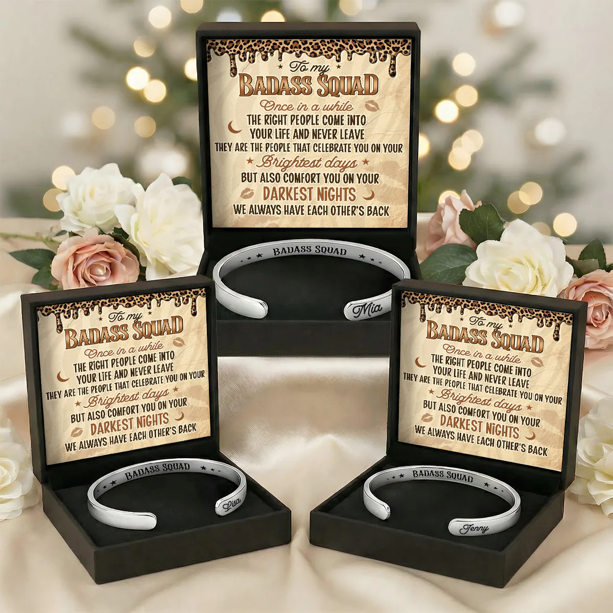 To My Badass Squad - Personalized Cuff Bangle Bracelet With Box