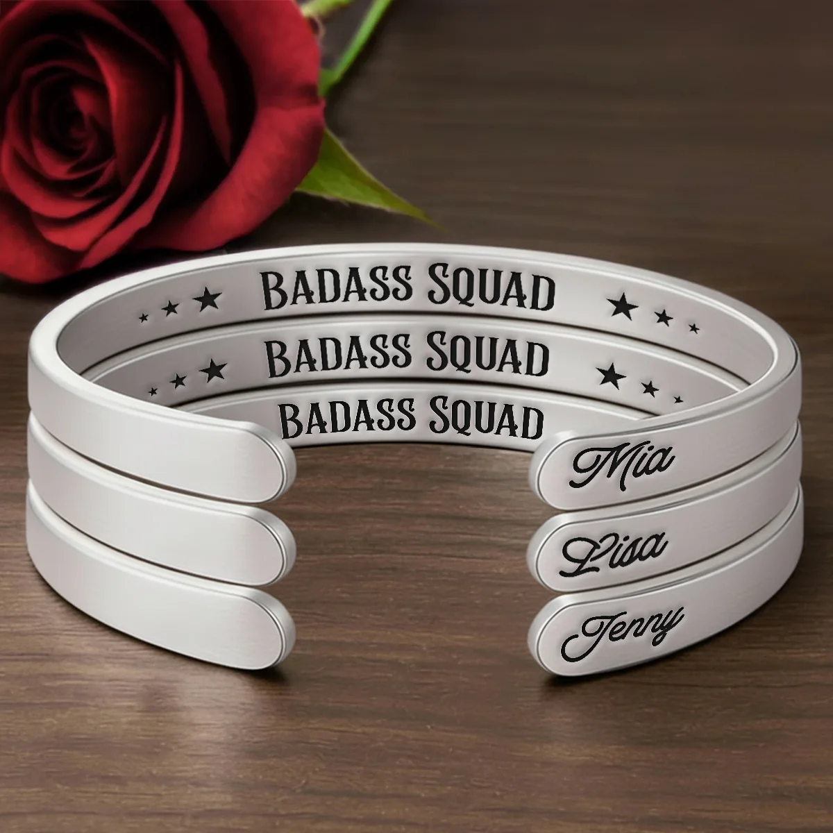 To My Badass Squad - Personalized Cuff Bangle Bracelet With Box - Image 2