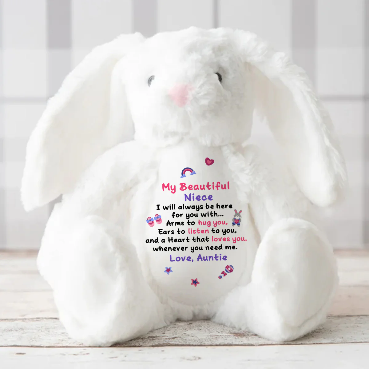 To My Beautiful Niece - Personalized Stuffed Bunny - Image 3