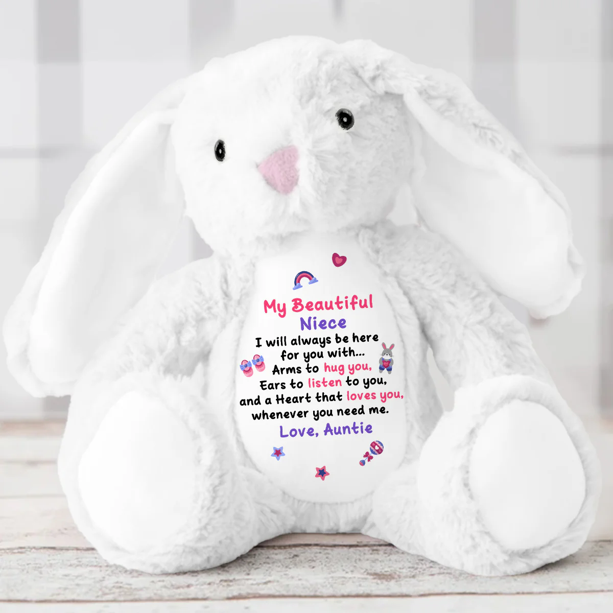 To My Beautiful Niece - Personalized Stuffed Bunny - Image 5