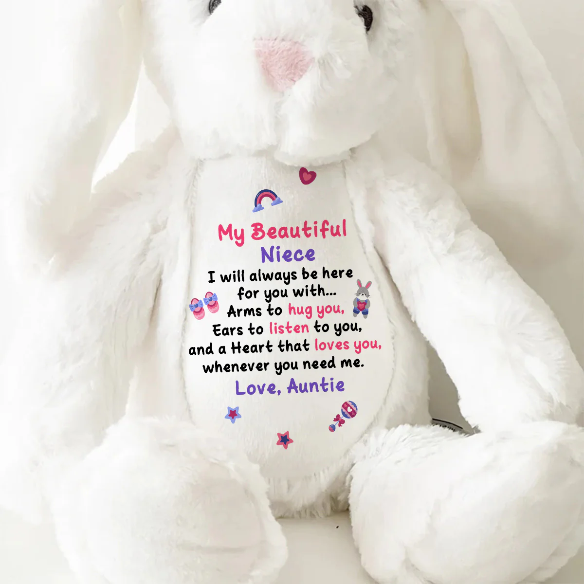 To My Beautiful Niece - Personalized Stuffed Bunny - Image 9