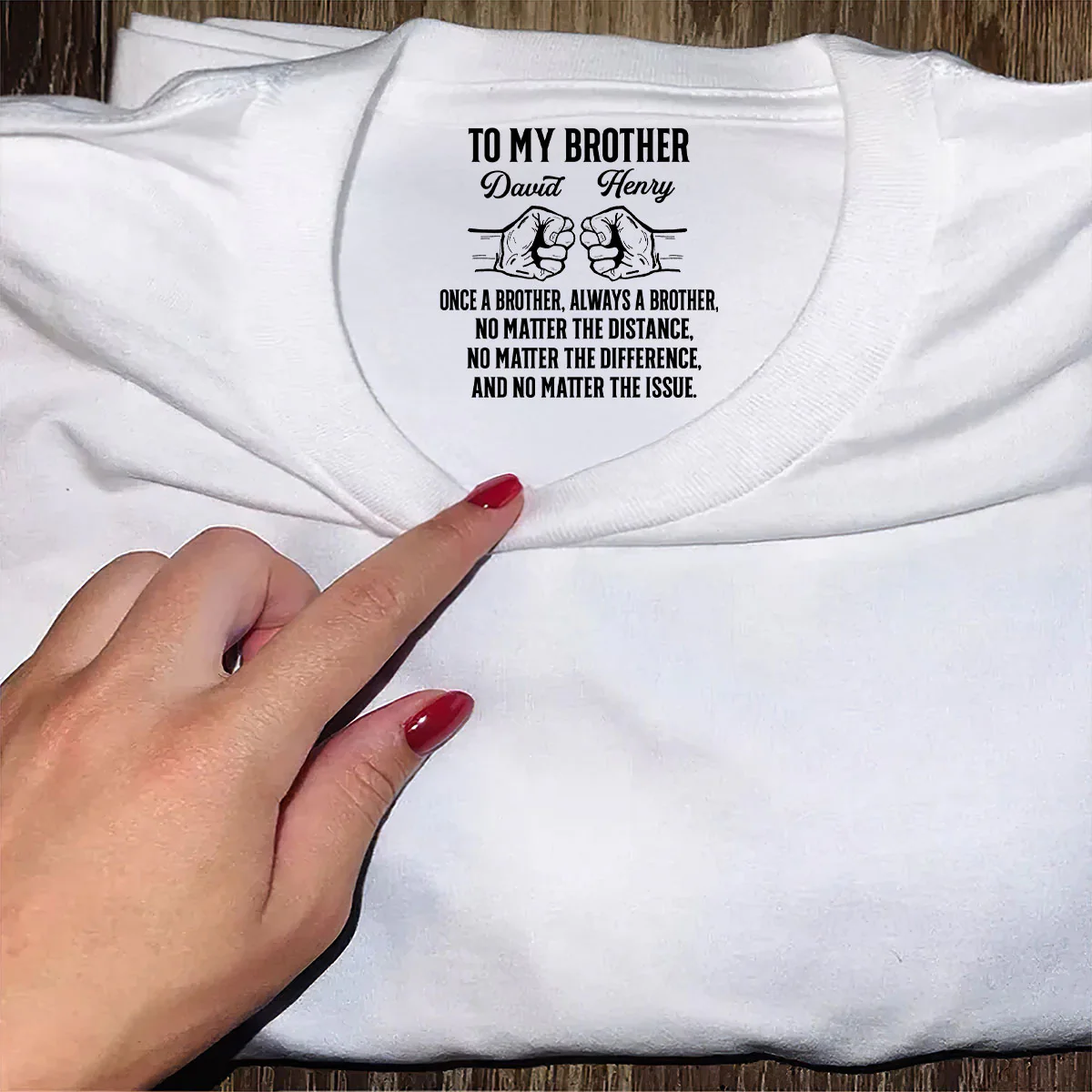 To My Brother Soulmate Best Friend - Personalized Shirt With Design Inner Neck - Image 5
