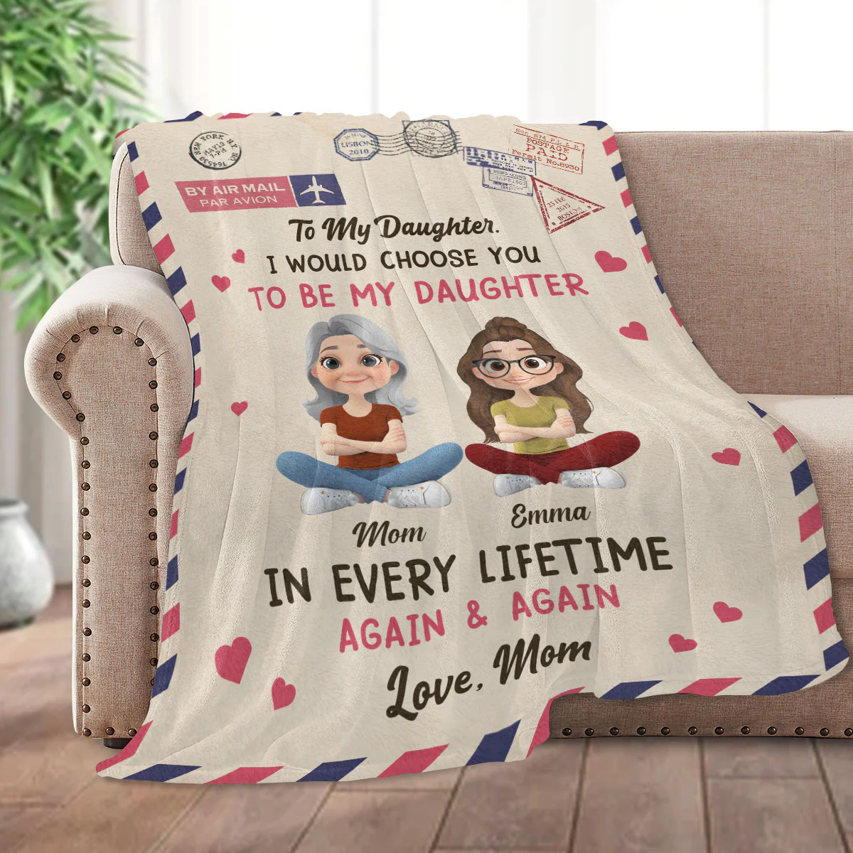 To My Daughter I'll Always Choose You - Personalized Fleece Blanket - Image 2