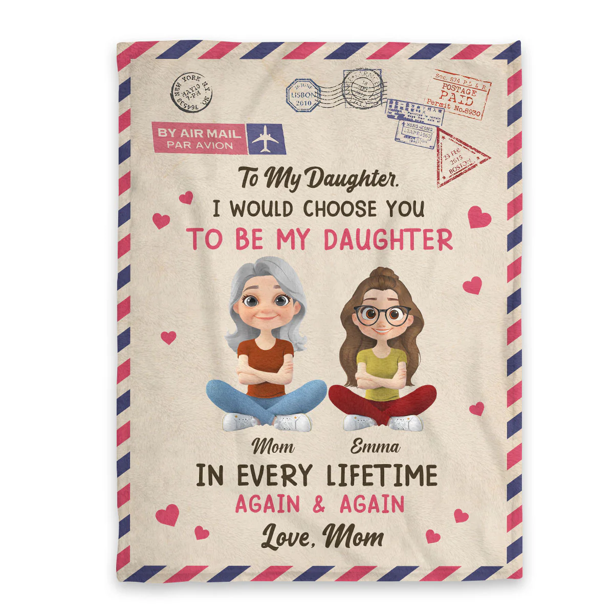 To My Daughter I'll Always Choose You - Personalized Fleece Blanket - Image 3