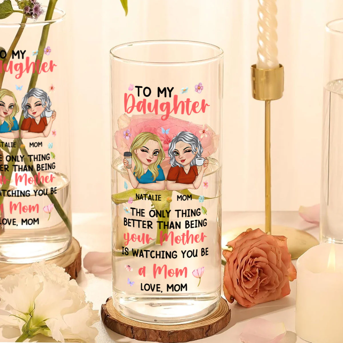 To My Daughter - Personalized Glass Vase - Image 3