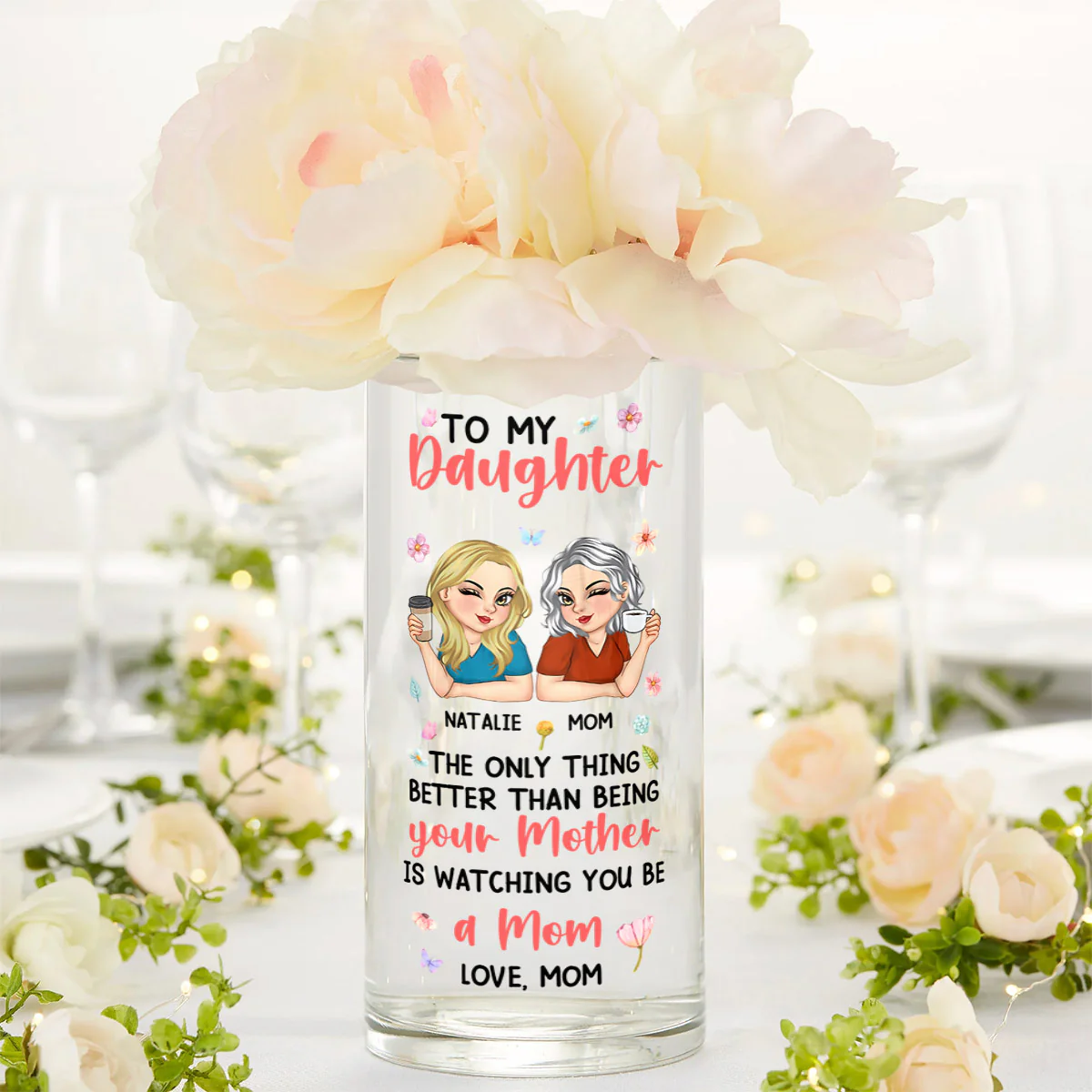 To My Daughter - Personalized Glass Vase - Image 4
