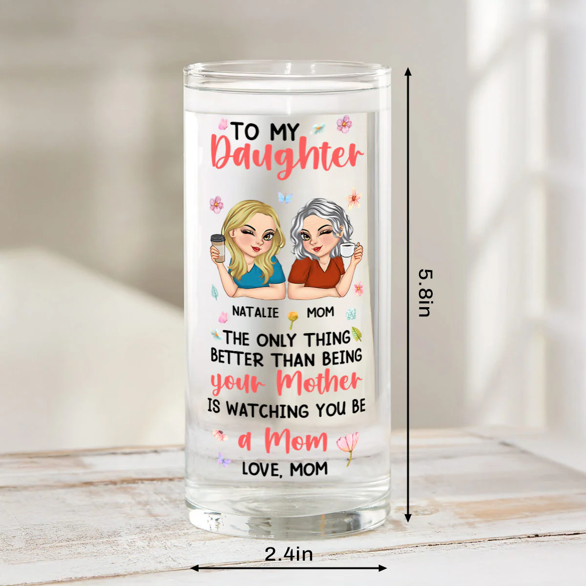 To My Daughter - Personalized Glass Vase - Image 6