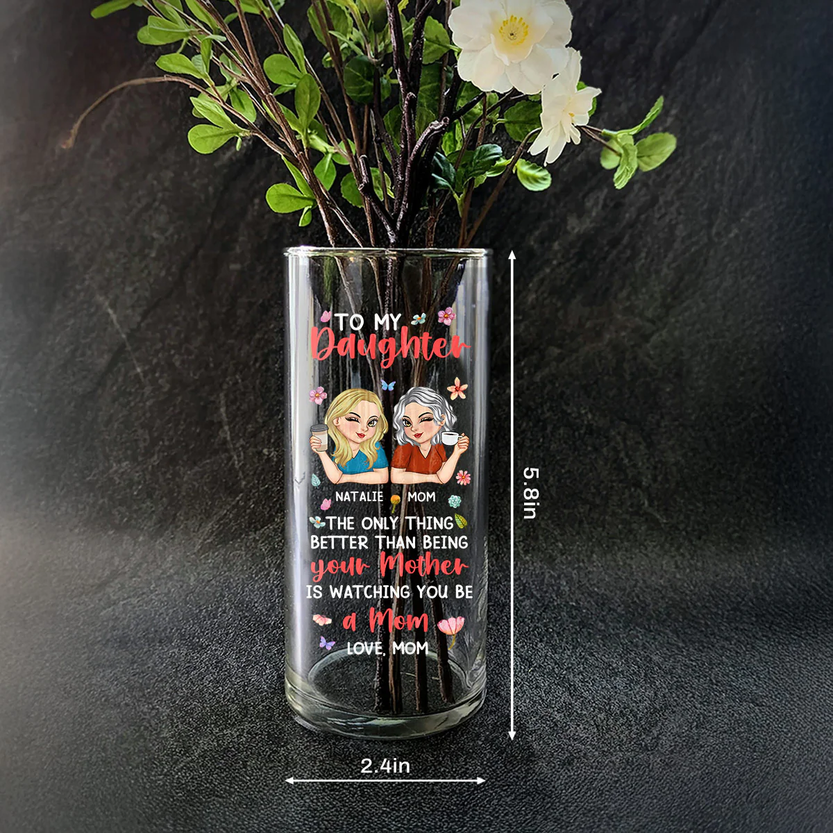 To My Daughter - Personalized Glass Vase - Image 4