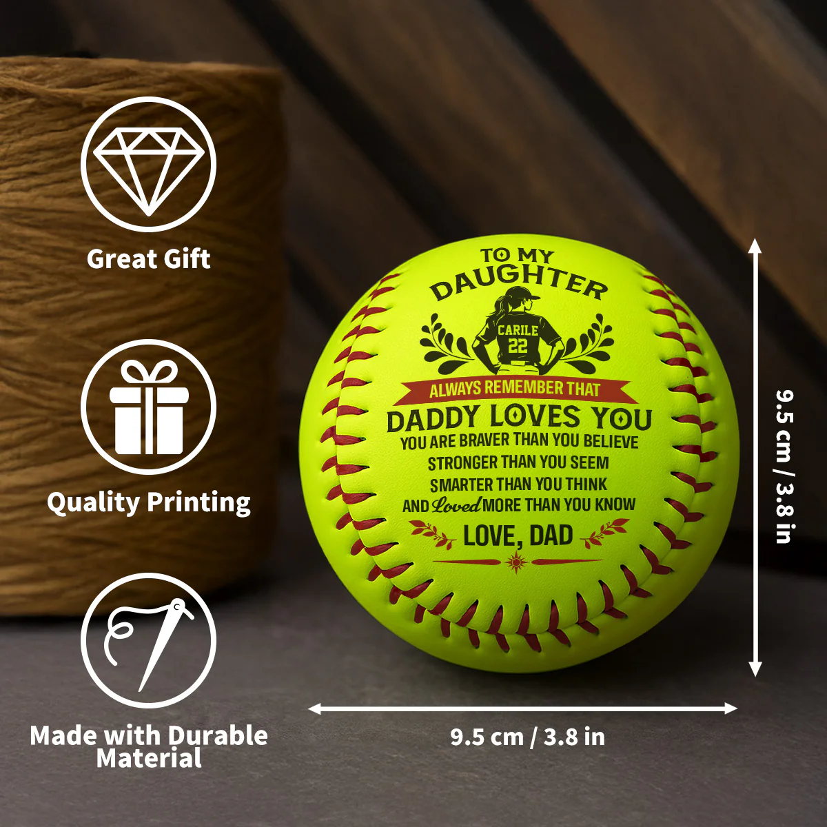 To My Daughter - Personalized Softball - Image 5