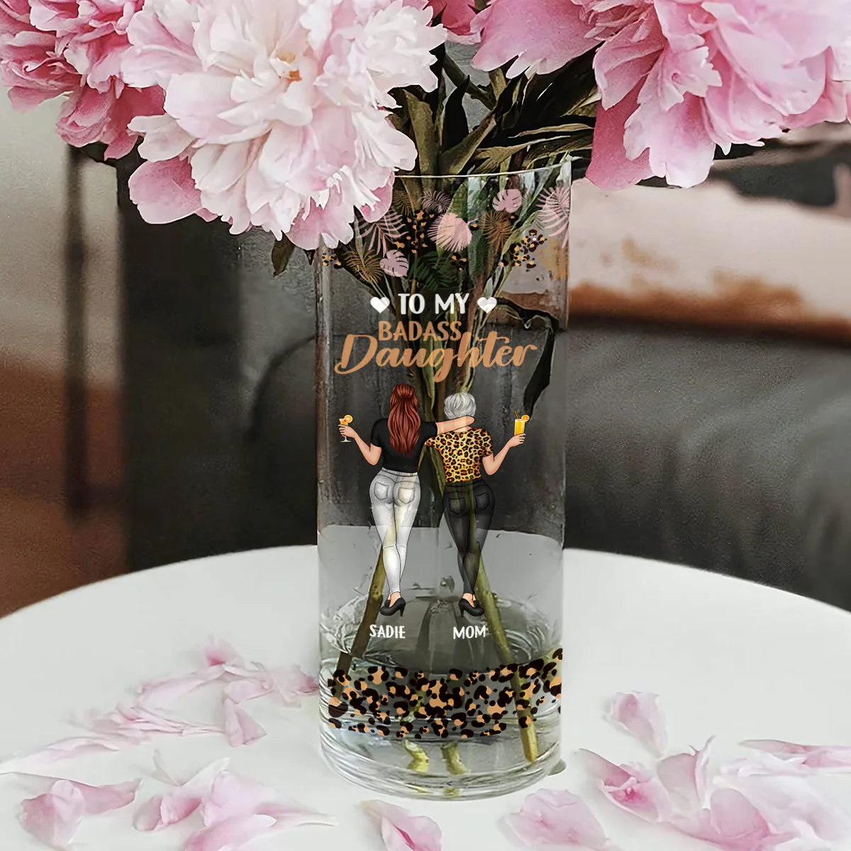 To My Daughter You're Awesome - Personalized Glass Vase - Image 3