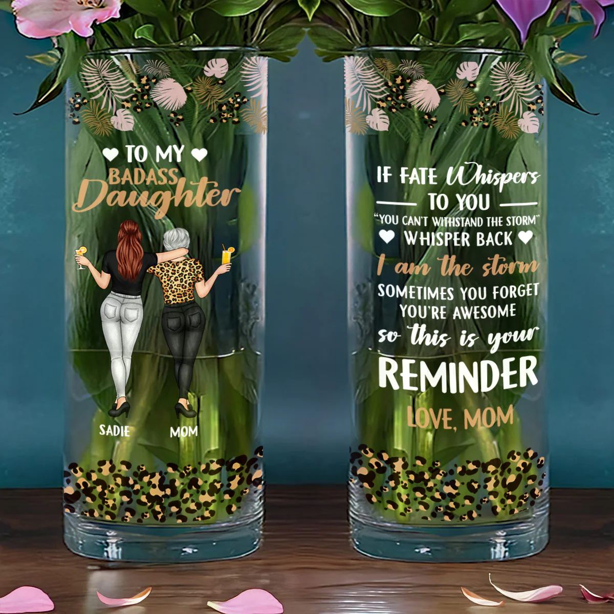 To My Daughter You're Awesome - Personalized Glass Vase - Image 5