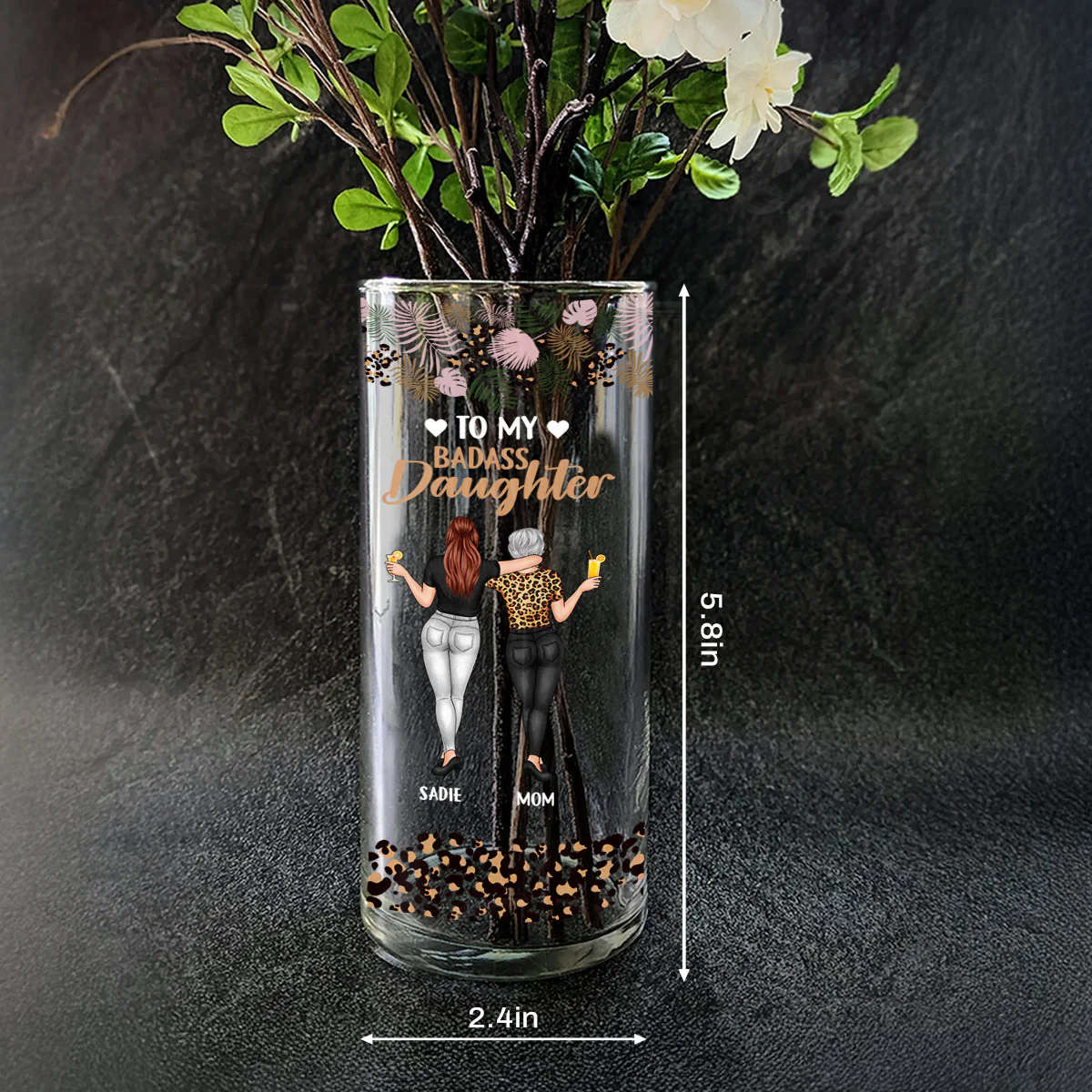 To My Daughter You're Awesome - Personalized Glass Vase - Image 7