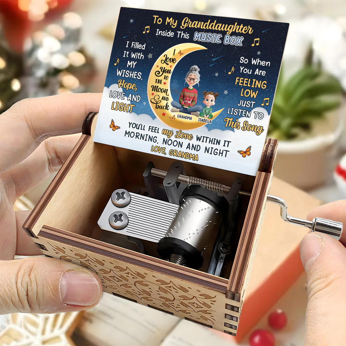 To My Grandchild Moon And Stars - Personalized Music Box - Image 4