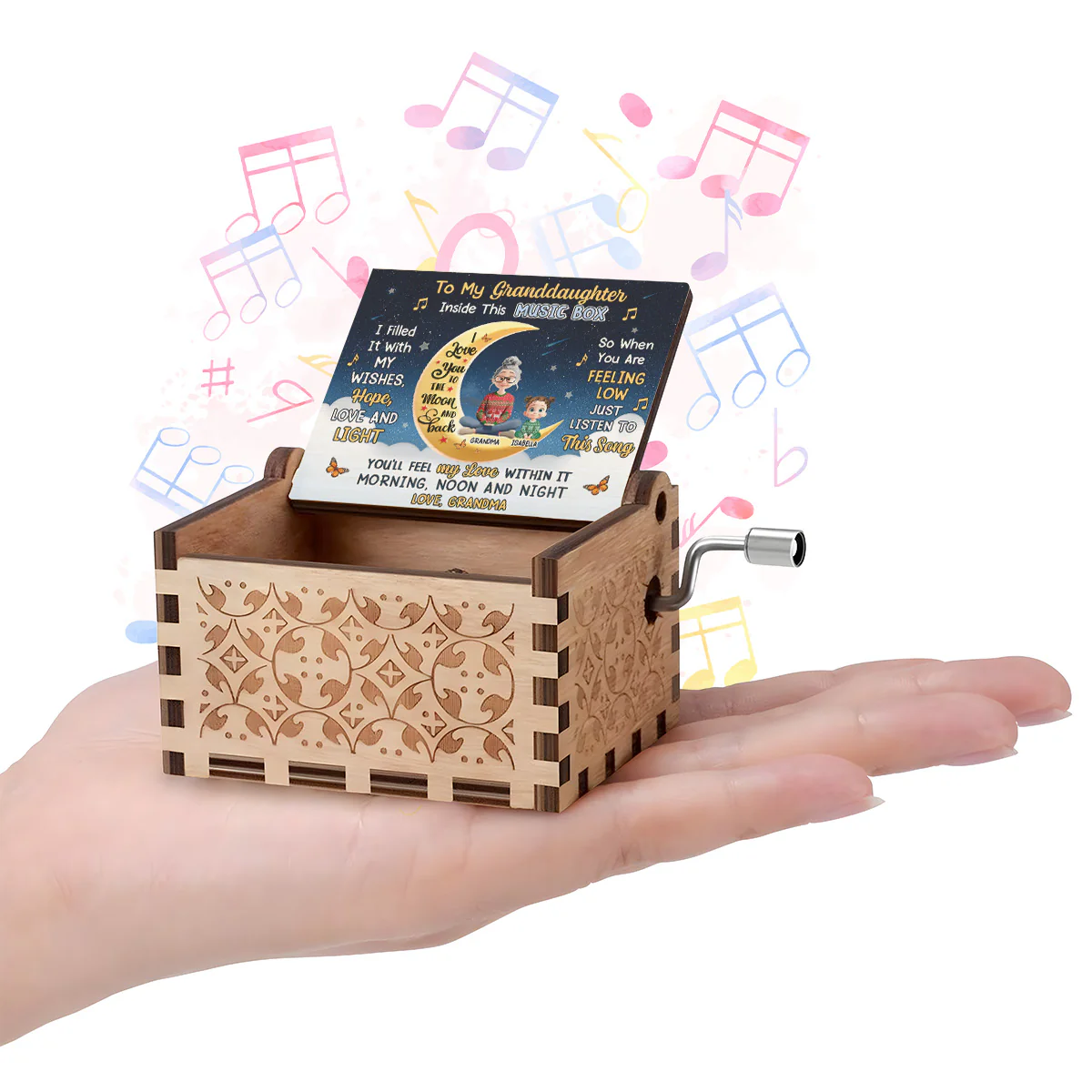 To My Grandchild Moon And Stars - Personalized Music Box - Image 6