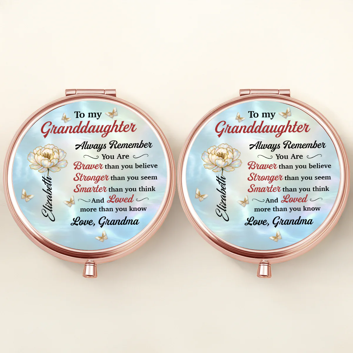 To My Granddaughter Always Remember - Personalized Circle Metallic Mirror - Image 3