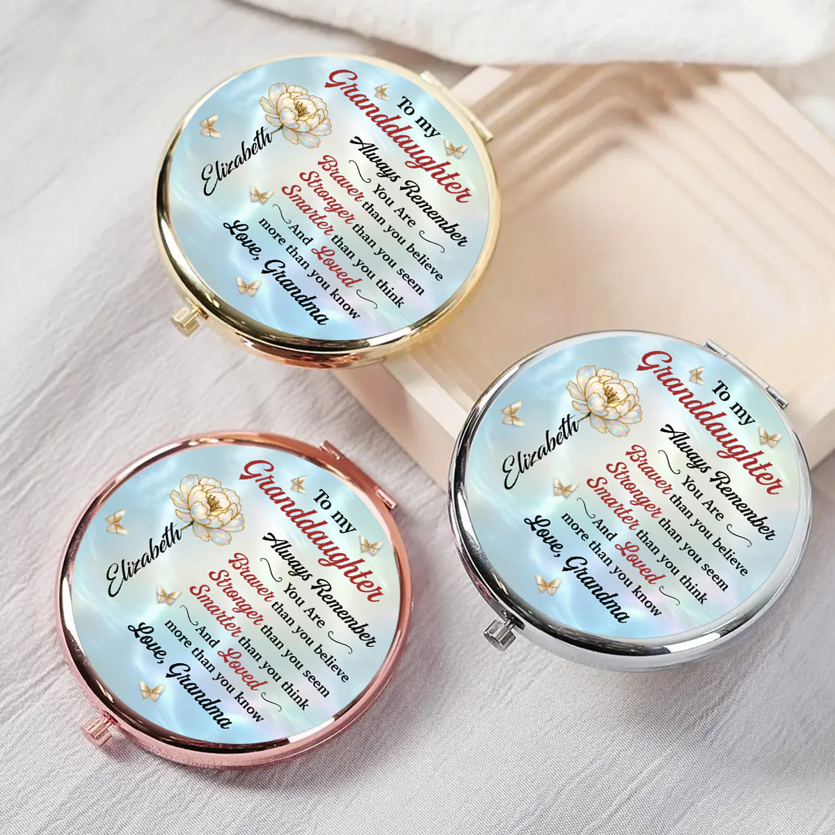 To My Granddaughter Always Remember - Personalized Circle Metallic Mirror - Image 8