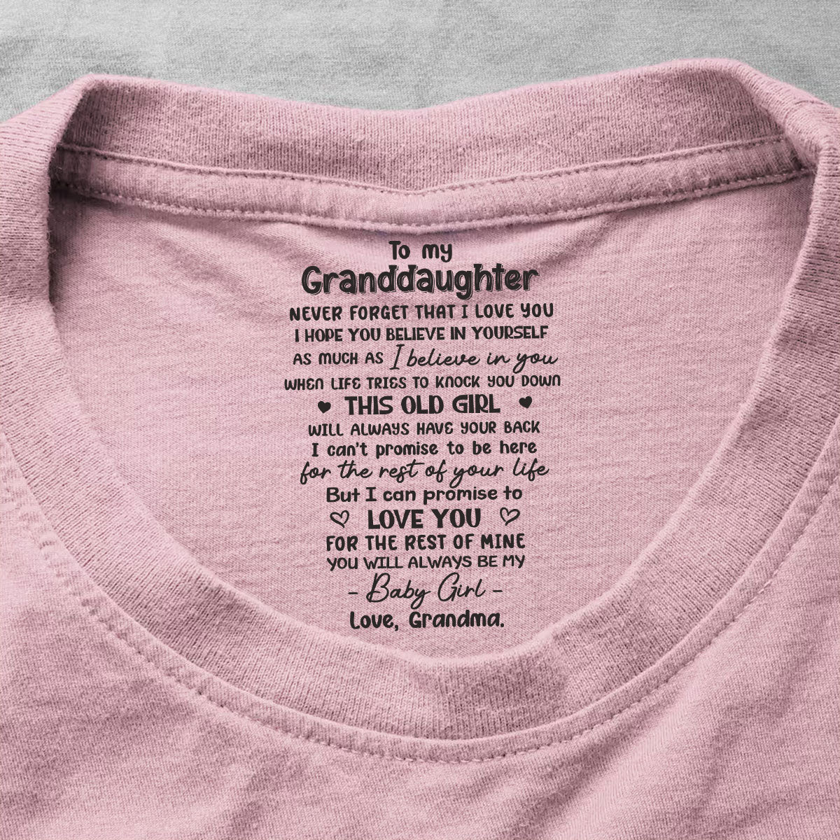 To My Granddaughter Grandson Gift For Grandchildren - Personalized Shirt With Design Inner Neck