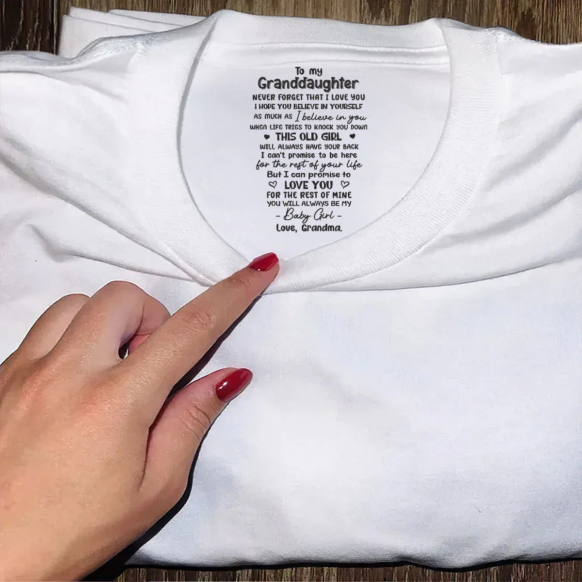 To My Granddaughter Grandson Gift For Grandchildren - Personalized Shirt With Design Inner Neck - Image 5