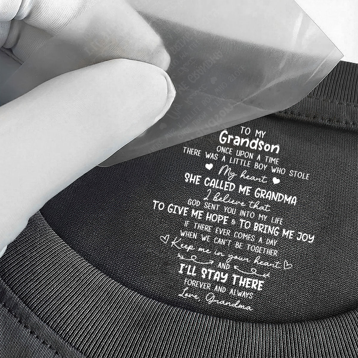 To My Granddaughter Grandson Once Upon A Time - Personalized Shirt With Design Inner Neck - Image 3