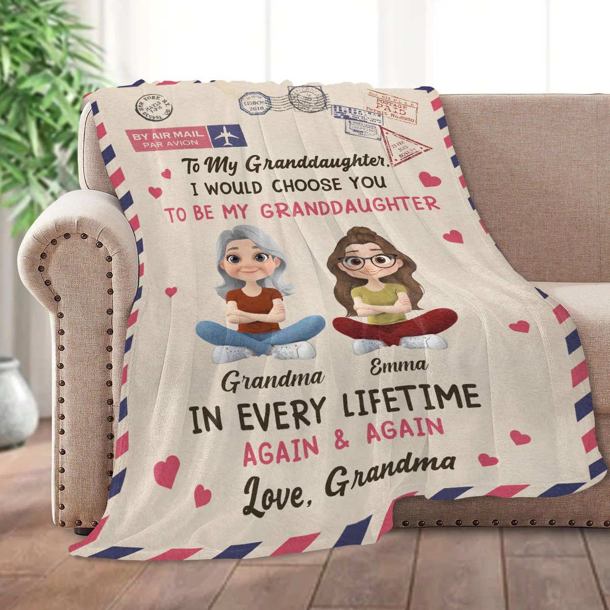 To My Granddaughter I'll Always Choose You - Personalized Fleece Blanket - Image 2