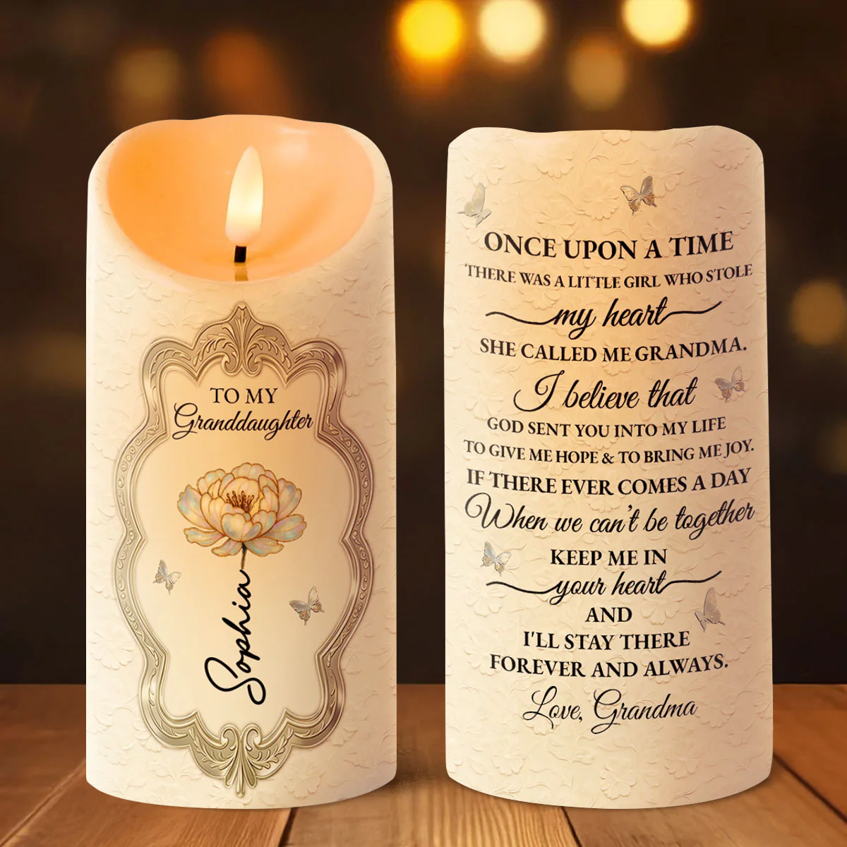 To My Granddaughter - Personalized Flameless LED Candle - Image 2
