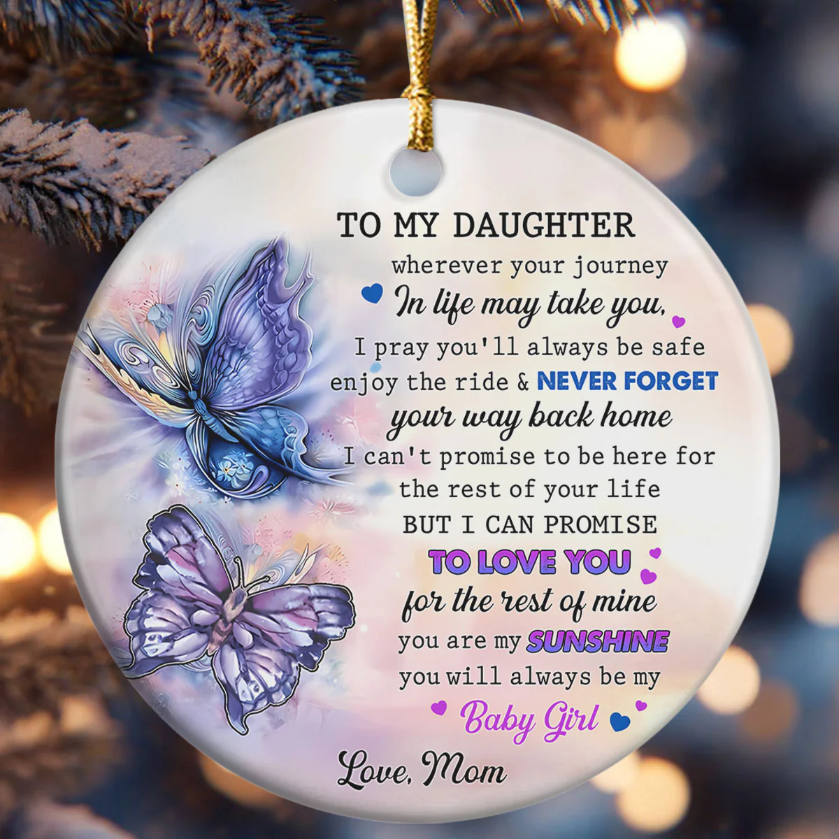 To My Granddaughter - Personalized Round Shaped Ceramic Ornament - Image 6