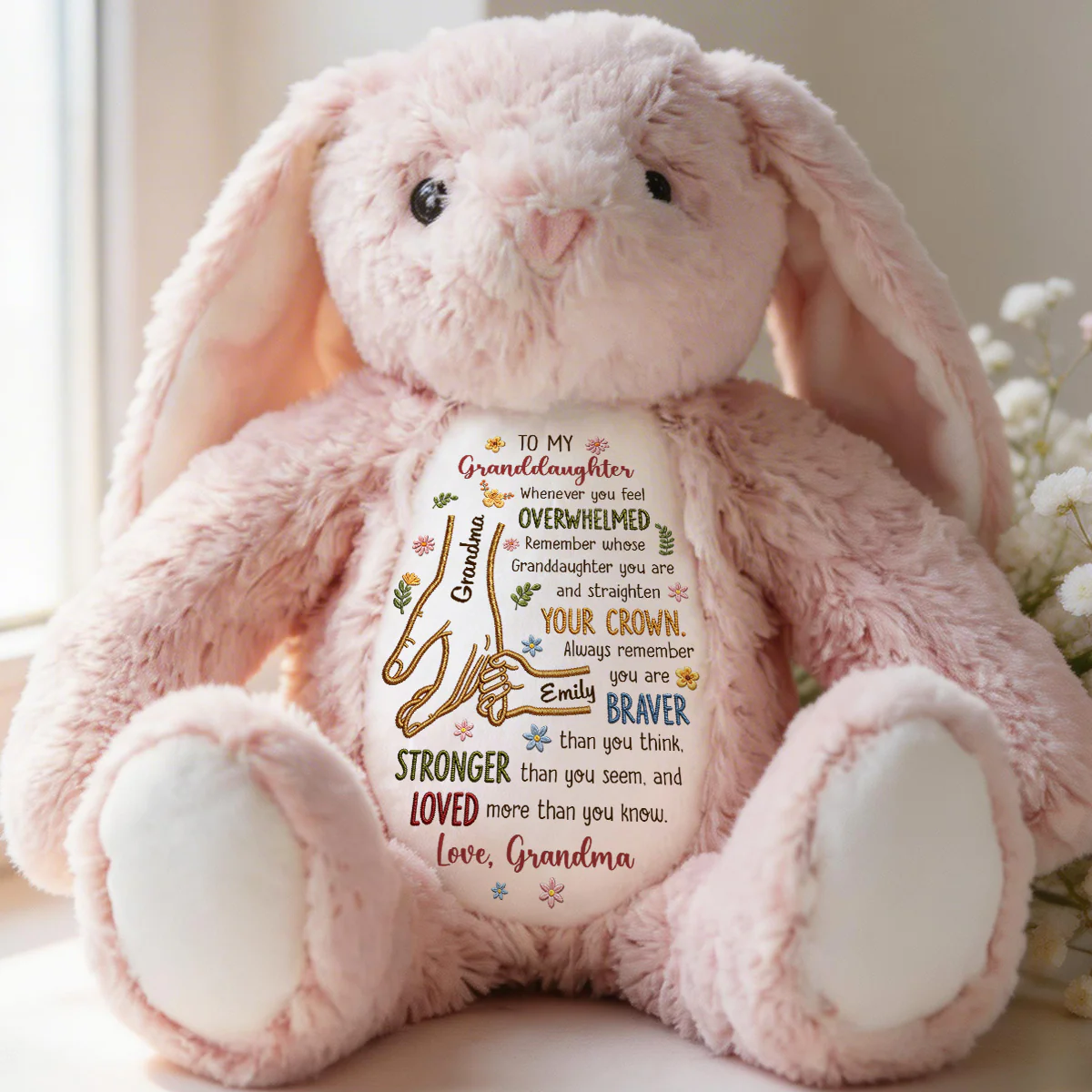 To My Granddaughter, Whenever You Feel Overwhelmed - Personalized Stuffed Bunny