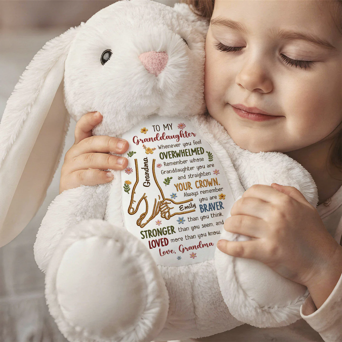 To My Granddaughter, Whenever You Feel Overwhelmed - Personalized Stuffed Bunny - Image 2