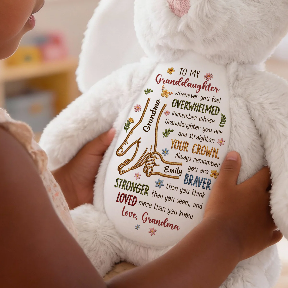 To My Granddaughter, Whenever You Feel Overwhelmed - Personalized Stuffed Bunny - Image 3