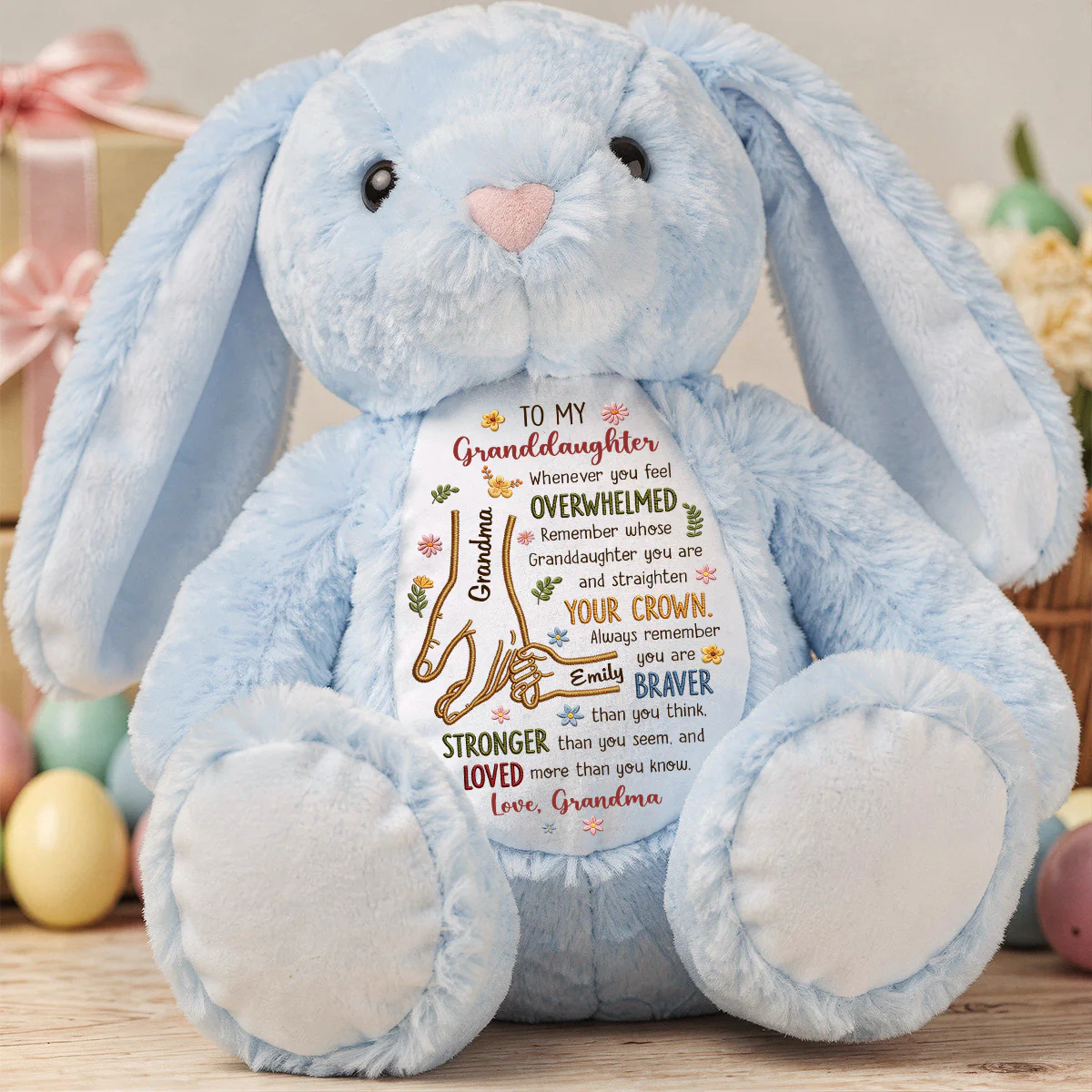 To My Granddaughter, Whenever You Feel Overwhelmed - Personalized Stuffed Bunny - Image 4