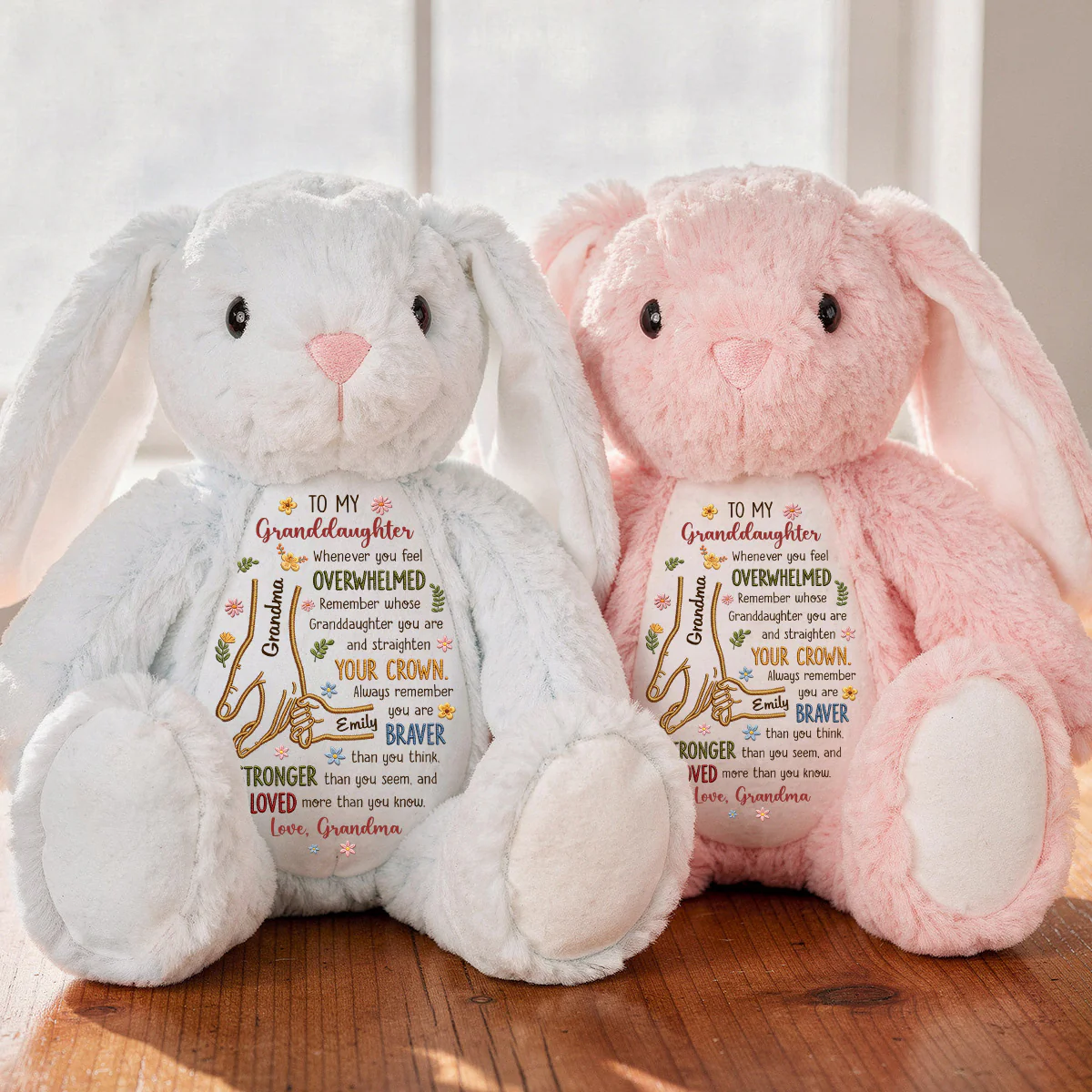 To My Granddaughter, Whenever You Feel Overwhelmed - Personalized Stuffed Bunny - Image 5