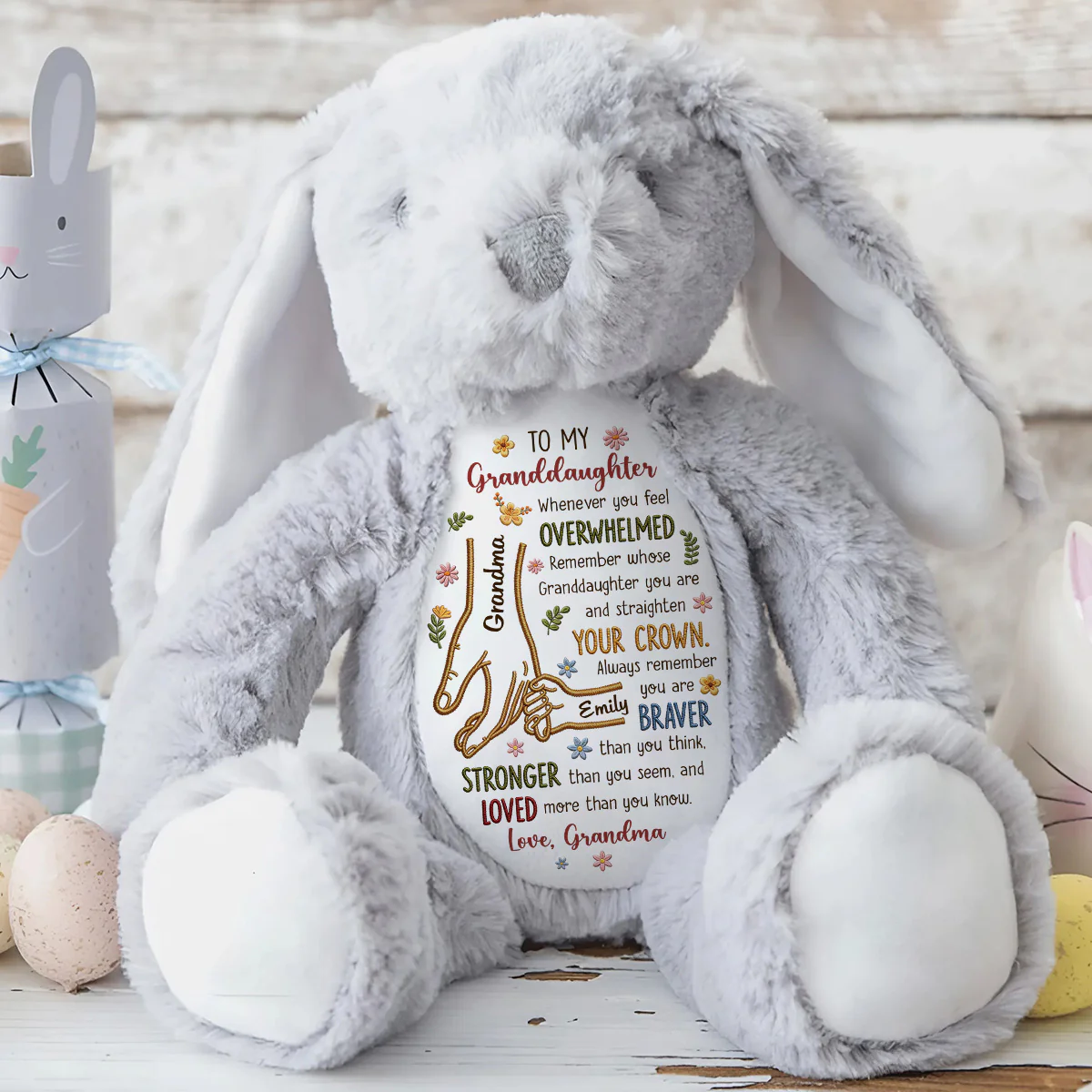 To My Granddaughter, Whenever You Feel Overwhelmed - Personalized Stuffed Bunny - Image 6