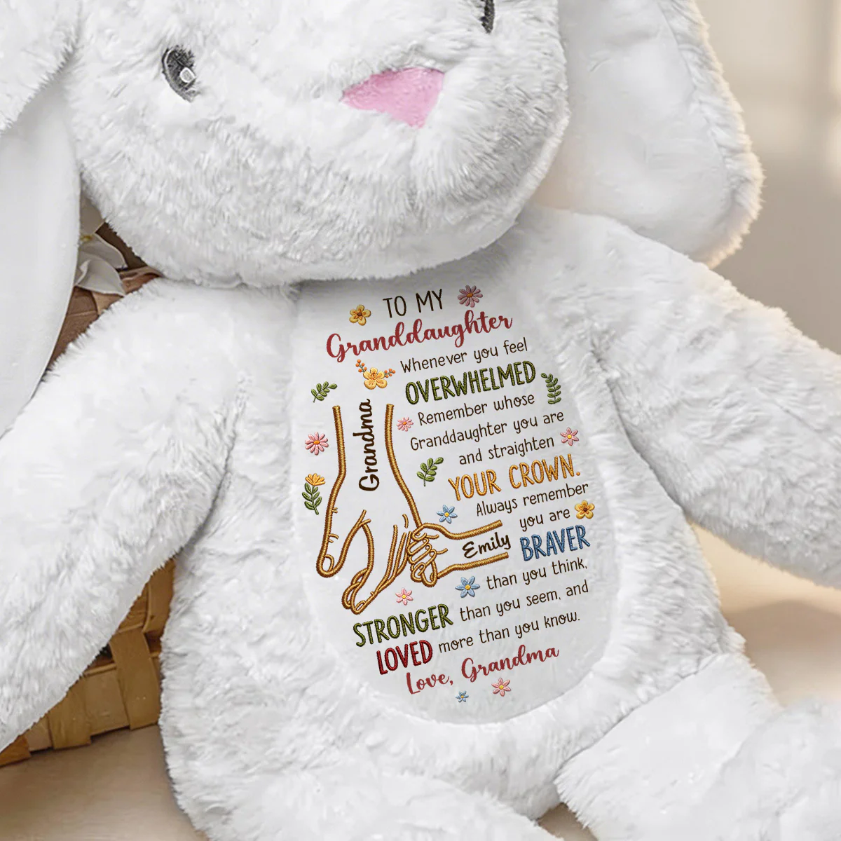 To My Granddaughter, Whenever You Feel Overwhelmed - Personalized Stuffed Bunny - Image 7