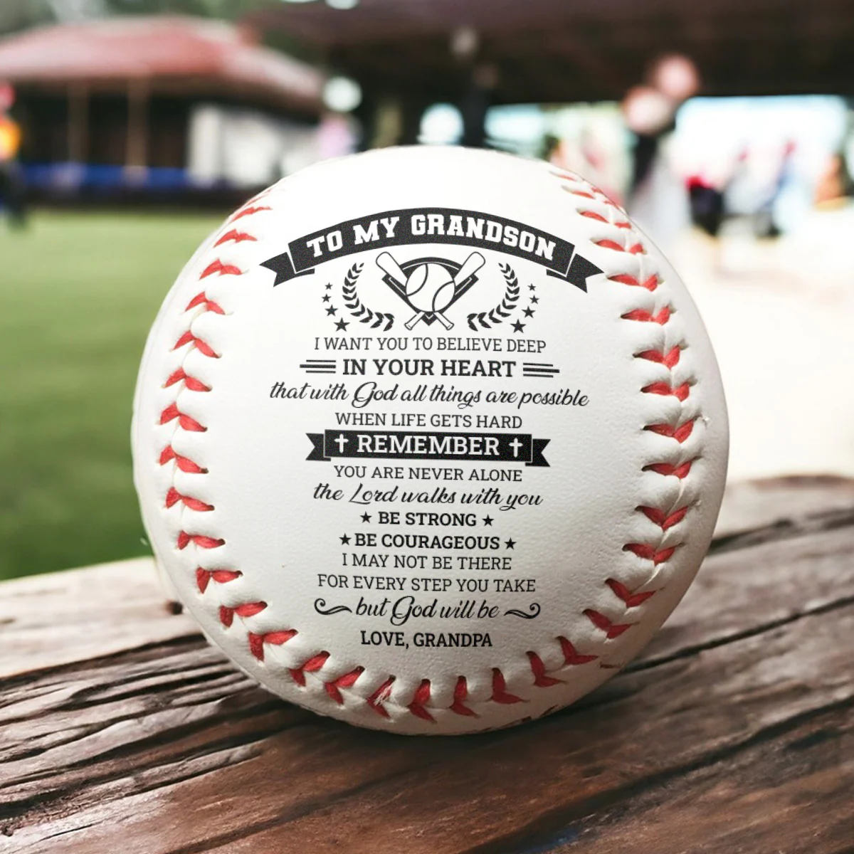 To My Grandson - Personalized Baseball Ball