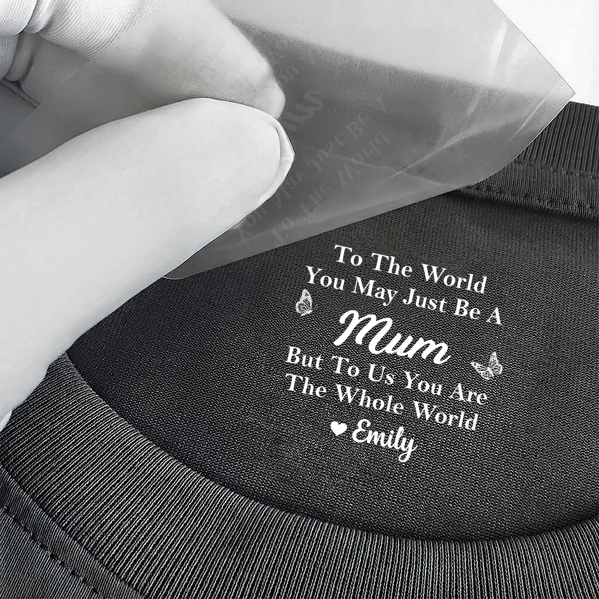 To My Mom My Whole World Gift For Mom, Grandma, Wife - Personalized Shirt With Design Inner Neck - Image 3