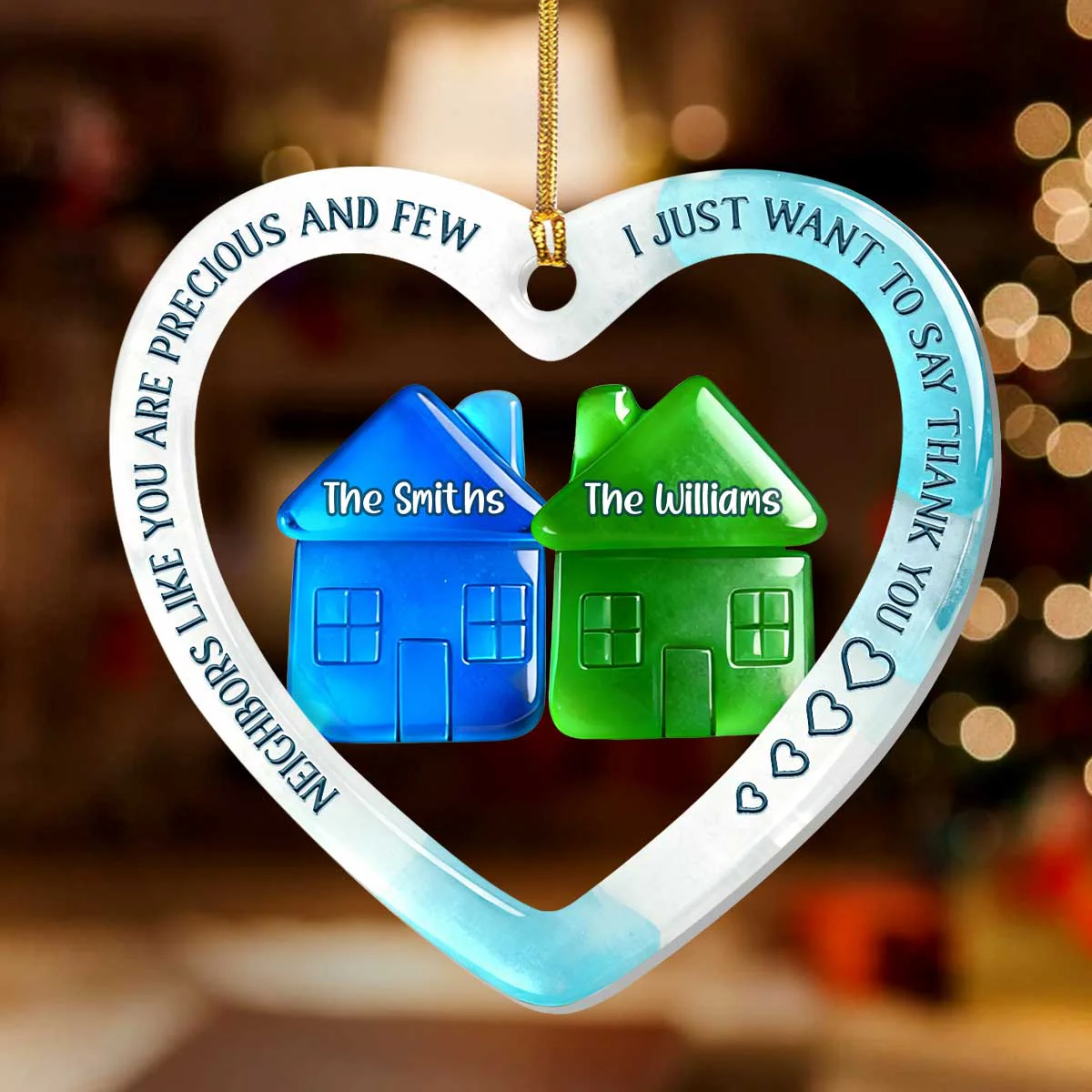 To My Precious Neighbors - Personalized 1-Layer Acrylic Ornament - Image 2