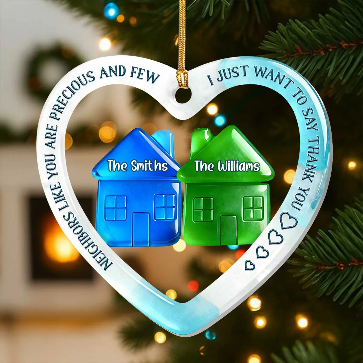 To My Precious Neighbors - Personalized 1-Layer Acrylic Ornament - Image 3
