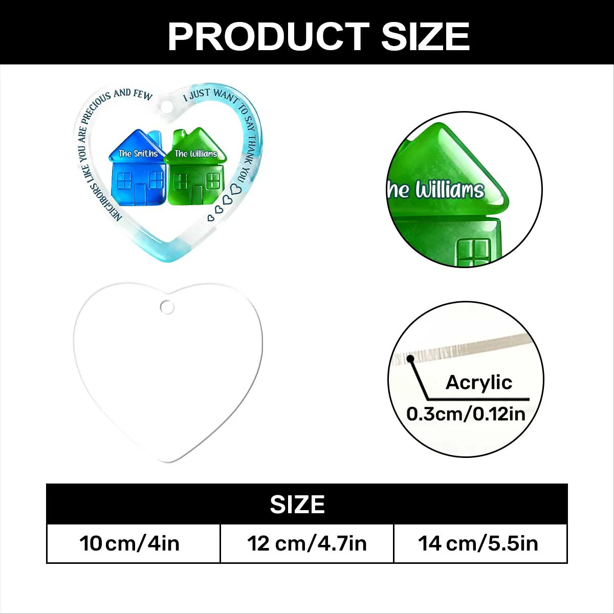 To My Precious Neighbors - Personalized 1-Layer Acrylic Ornament - Image 7