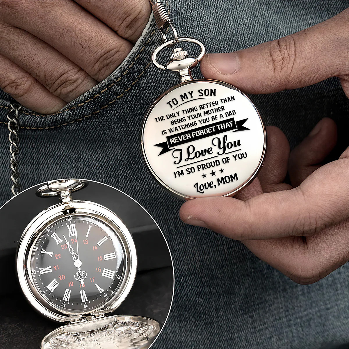 To My Son The Only Thing Better Than Being Your Dad - Personalized Pocket Watch - Image 2