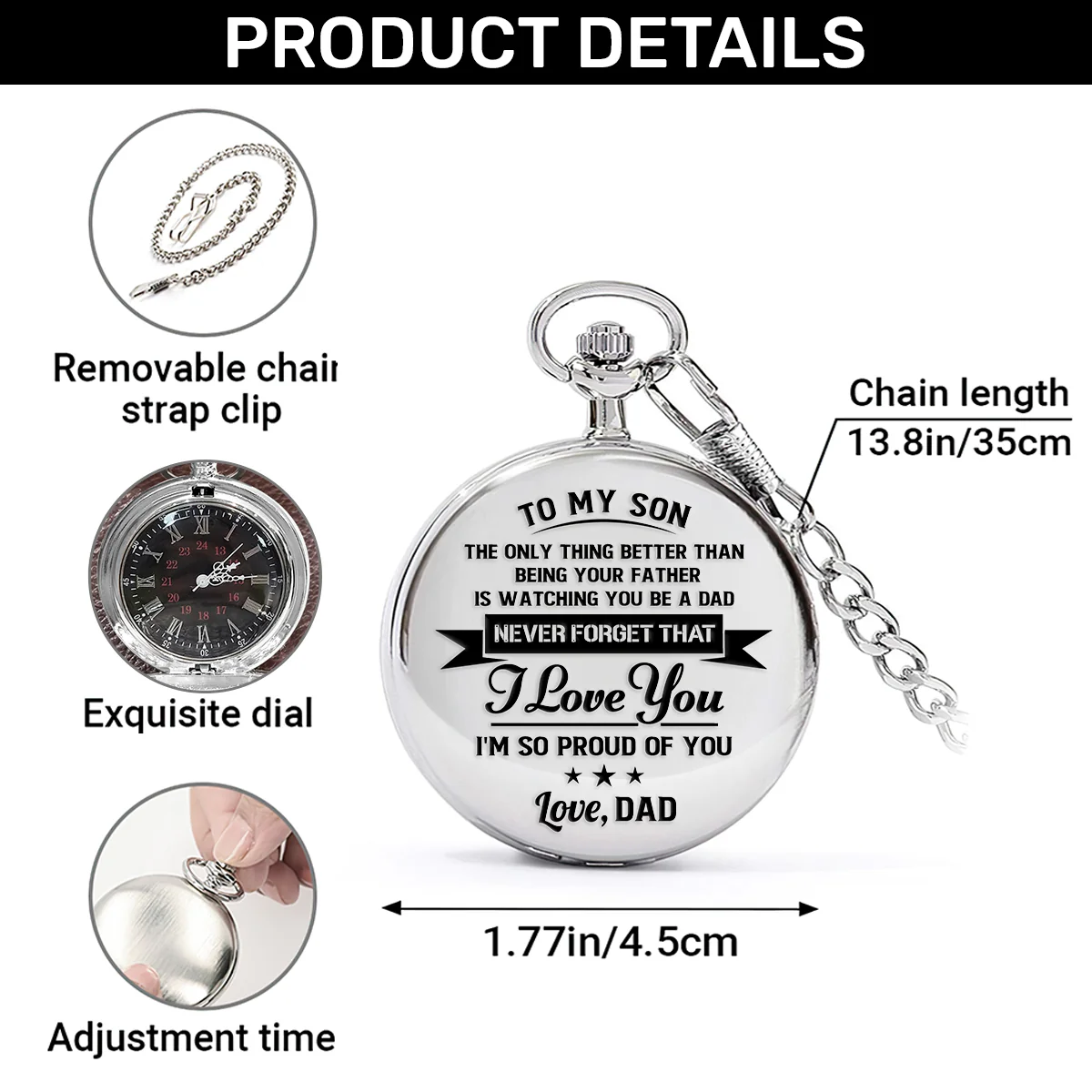 To My Son The Only Thing Better Than Being Your Dad - Personalized Pocket Watch - Image 7