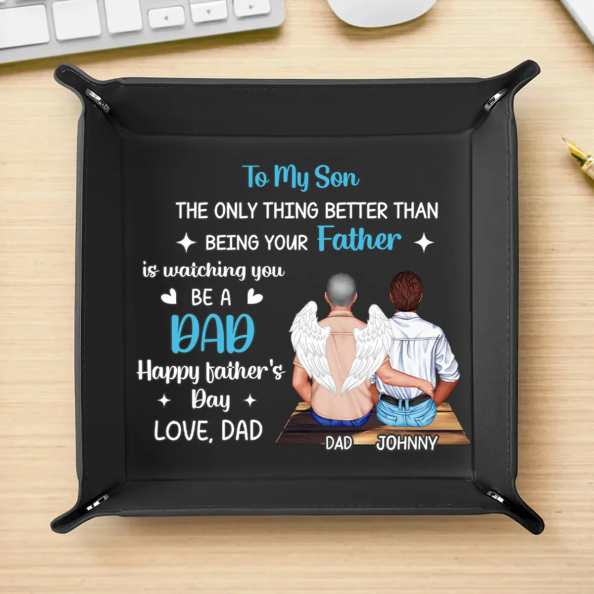 To My Son The Only Thing Better Than Being Your Father - Personalized Leather Valet Tray