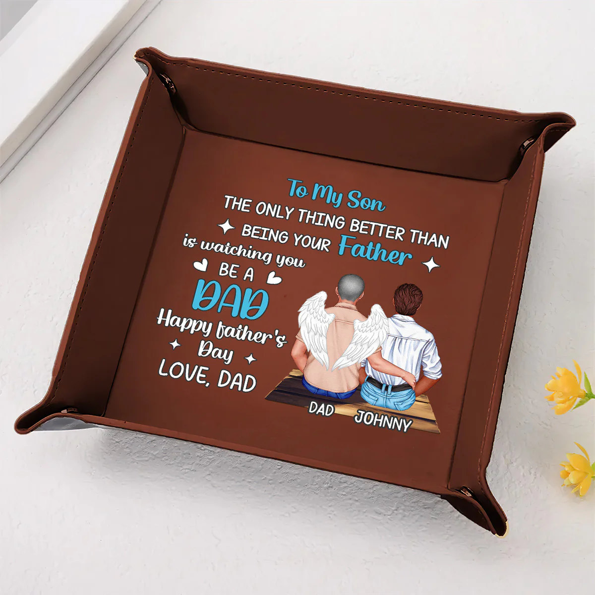 To My Son The Only Thing Better Than Being Your Father - Personalized Leather Valet Tray - Image 2