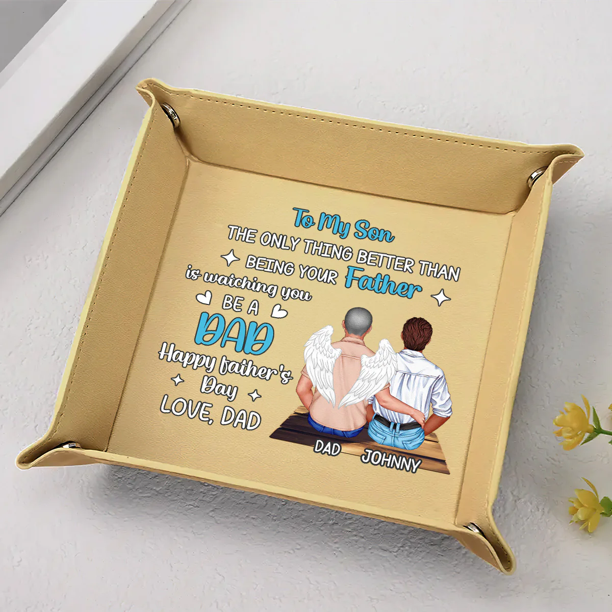 To My Son The Only Thing Better Than Being Your Father - Personalized Leather Valet Tray - Image 3