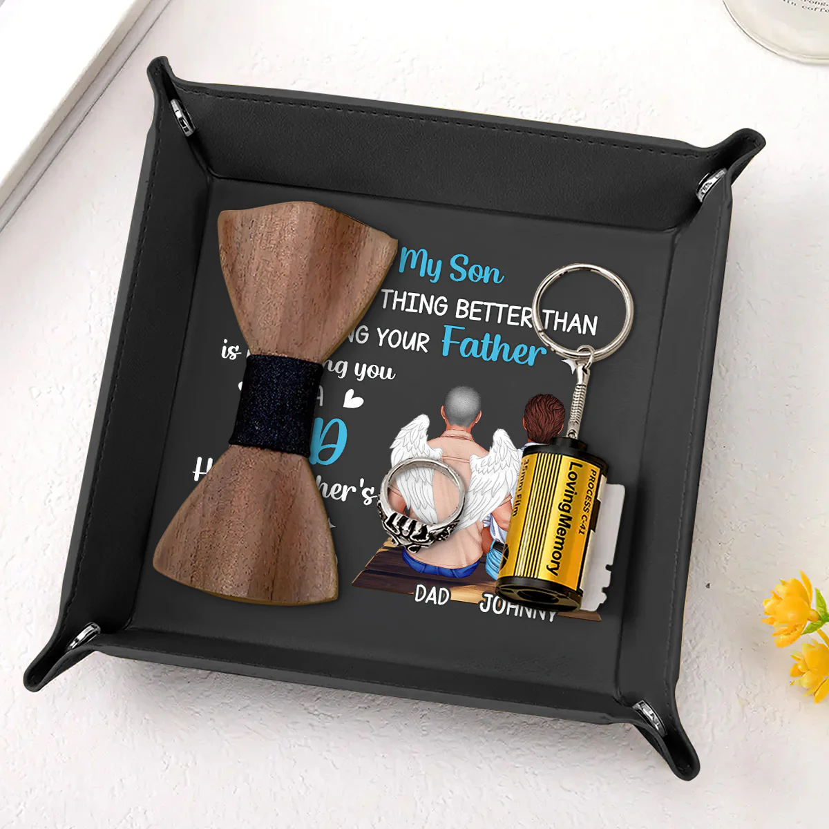 To My Son The Only Thing Better Than Being Your Father - Personalized Leather Valet Tray - Image 4