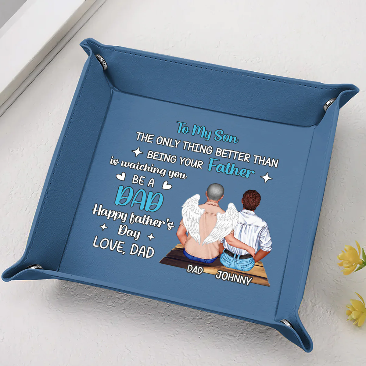To My Son The Only Thing Better Than Being Your Father - Personalized Leather Valet Tray - Image 5